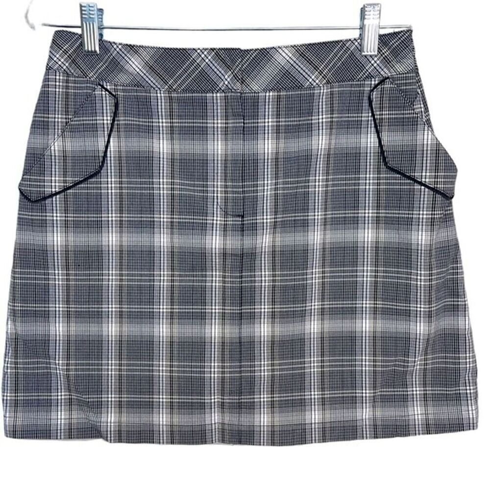 Cutter & Buck Plaid Mini Skort Grey Plaid Size 8 Medium Casual Golf Skort
